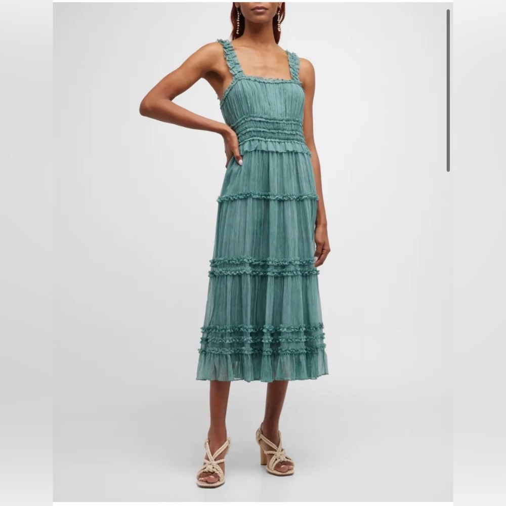 Ulla Johnson Daniela Ruffled Silk Tiered Midi Dress